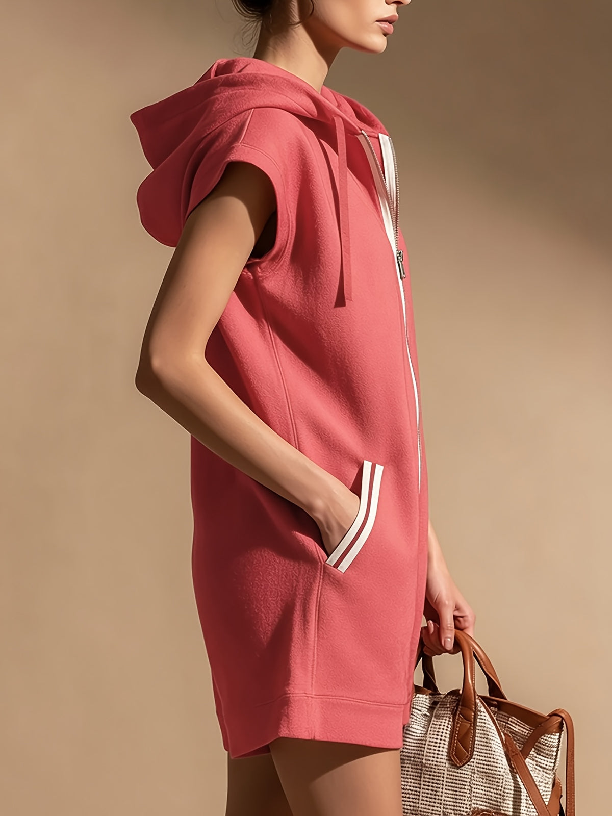 Women's Hooded Sweatshirt Sports Jumpsuit Solid Color Casual Athletic One Piece Hoodie Romper Activewear for Outings & Gym