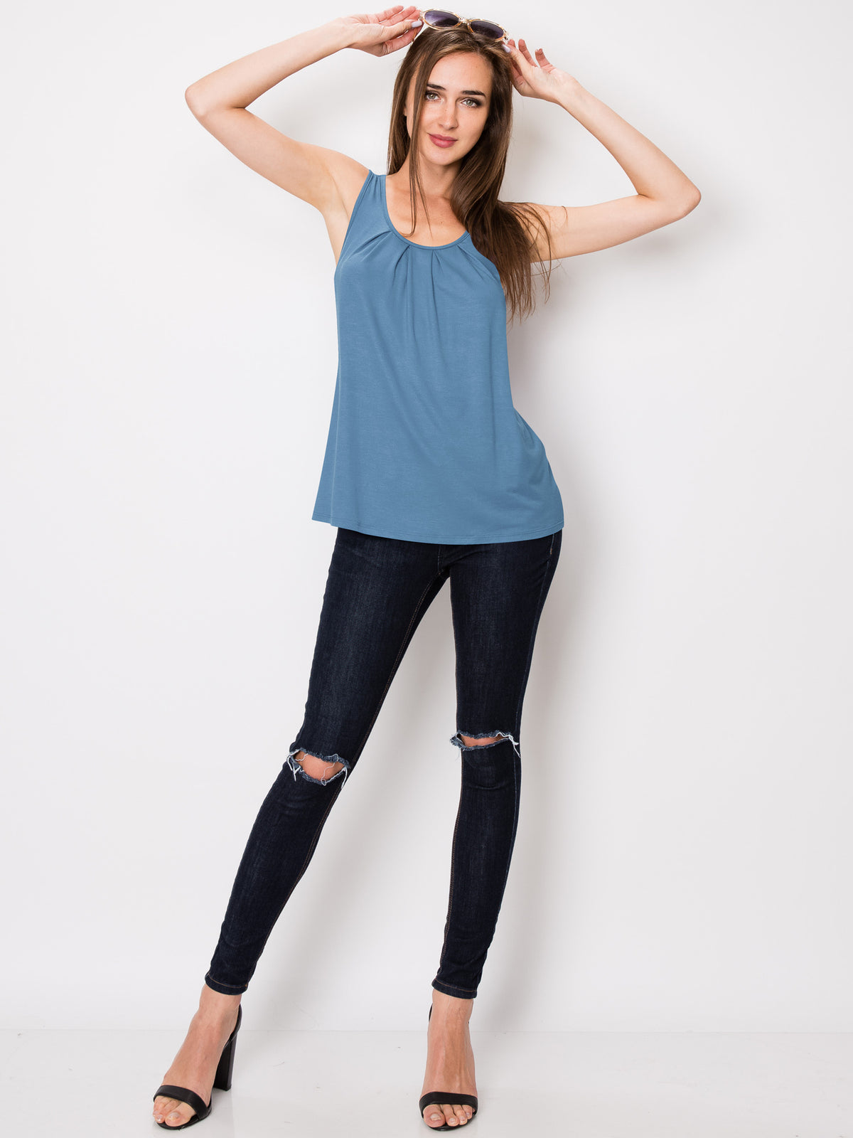 Women's Sleeveless Scoop Neck Tank Top Loose Fit Breathable Casual Layering Shirt 20 Colors Summer Essential
