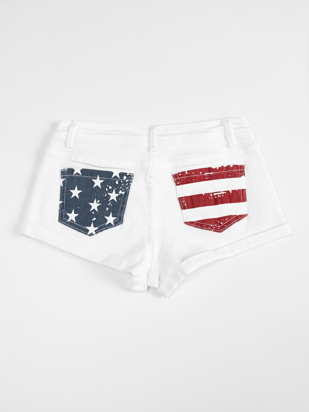 Retro Star Print Denim Shorts Women Low Waist White Washed Stripe Frayed Trim Hot Pants Casual Summer Y2K Cute Outfits