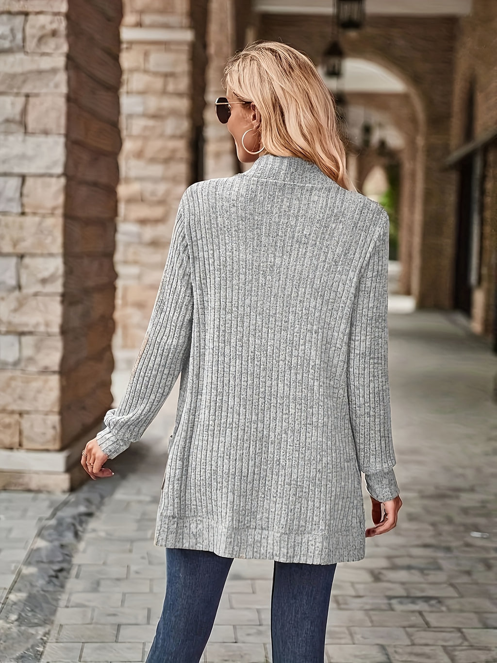 Cardigan Collar Loose Blouse Women Knit Pocket Long Sleeve Solid Color Casual Elegant Top 10 Colors Stretch Everyday Wear S-XXL