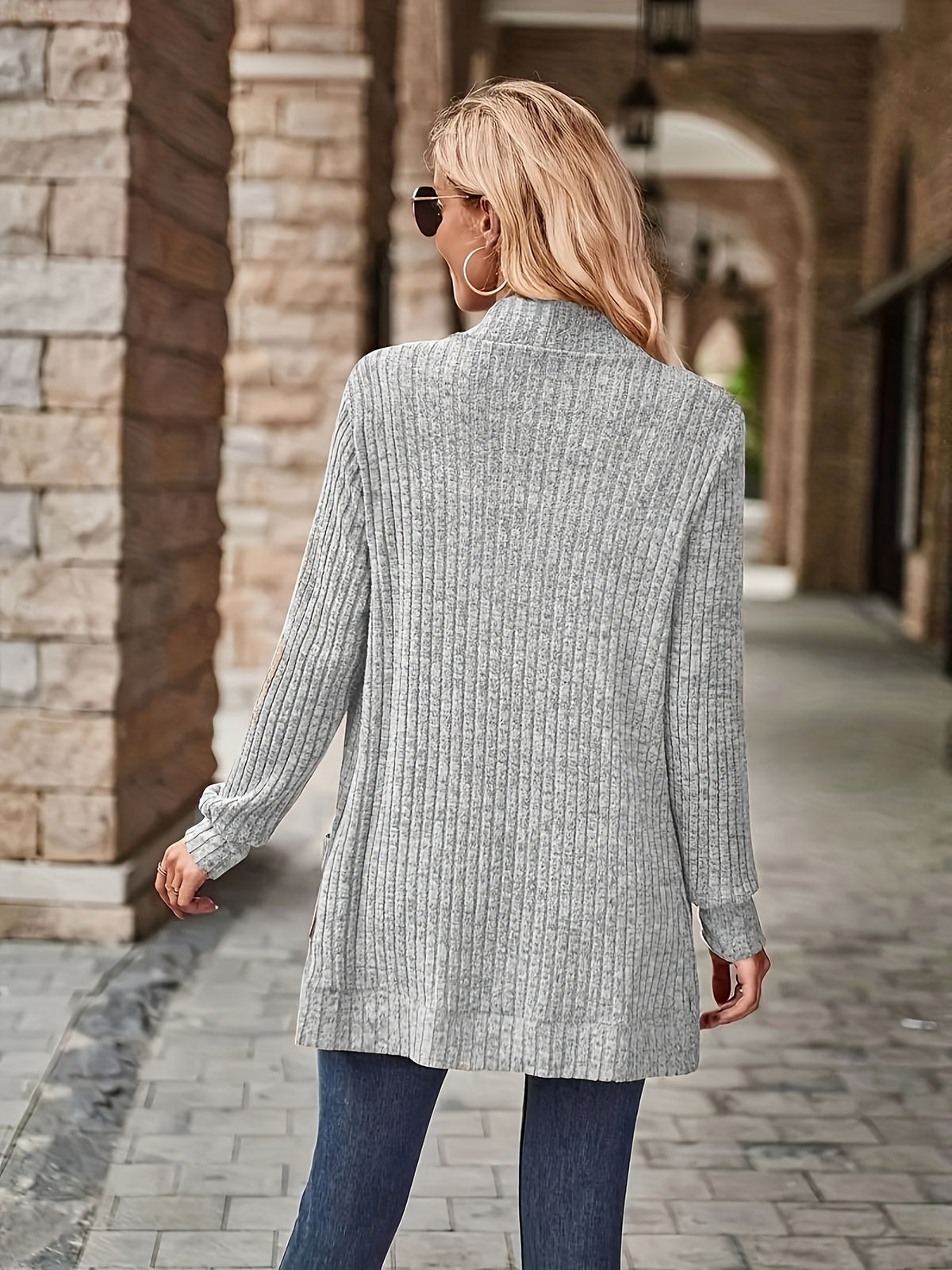 Cardigan Collar Loose Blouse Women Knit Pocket Long Sleeve Solid Color Casual Elegant Top 10 Colors Stretch Everyday Wear S-XXL