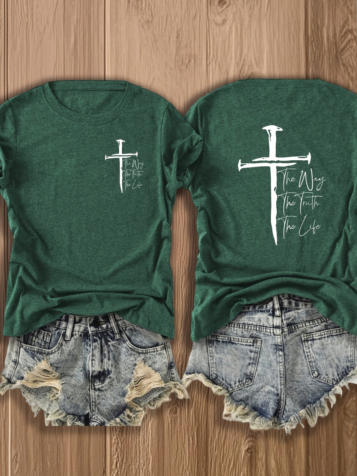 Christian Cross Graphic Tee Women Faith Inspirational T-Shirt Patriotic Religious Casual Tops
