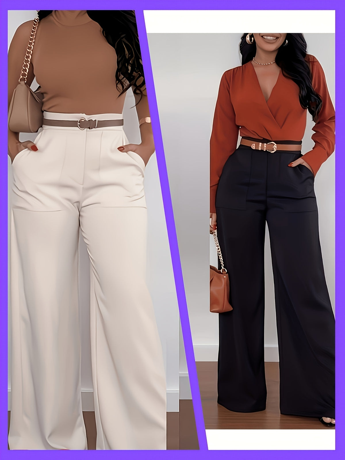 Wide Leg Dress Pants Women High Waist Elegant Suit Trousers with Pockets Casual Office Work Polyester Long S-XXL