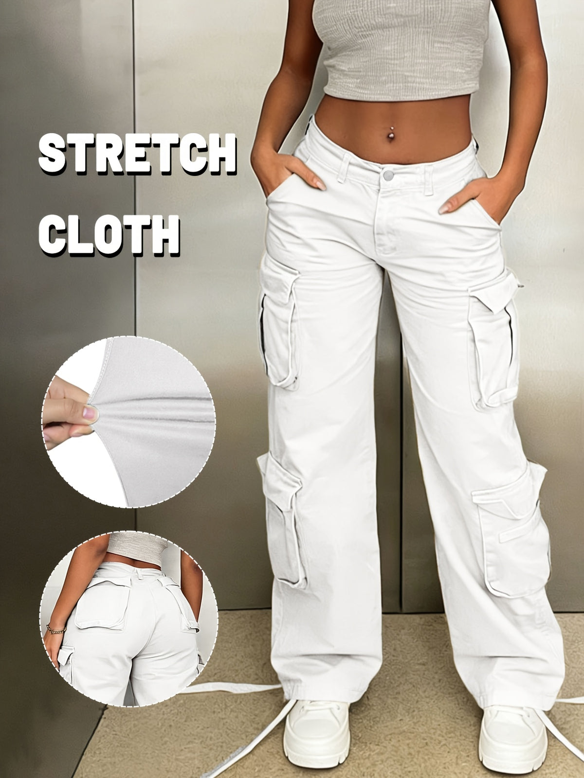 Y2K Washed Work Pants Women Multi Pocket Retro Street Travel Casual Vintage Style Basic Trousers Chic