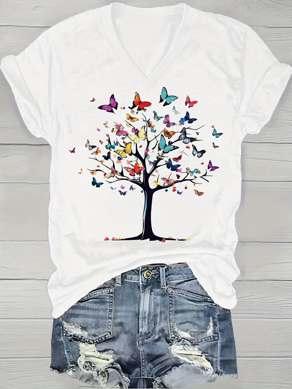 Women's Graphic V-Neck T-Shirt Short Sleeve Floral Print Casual Tee | Lightweight Everyday Top for Work Beach Travel