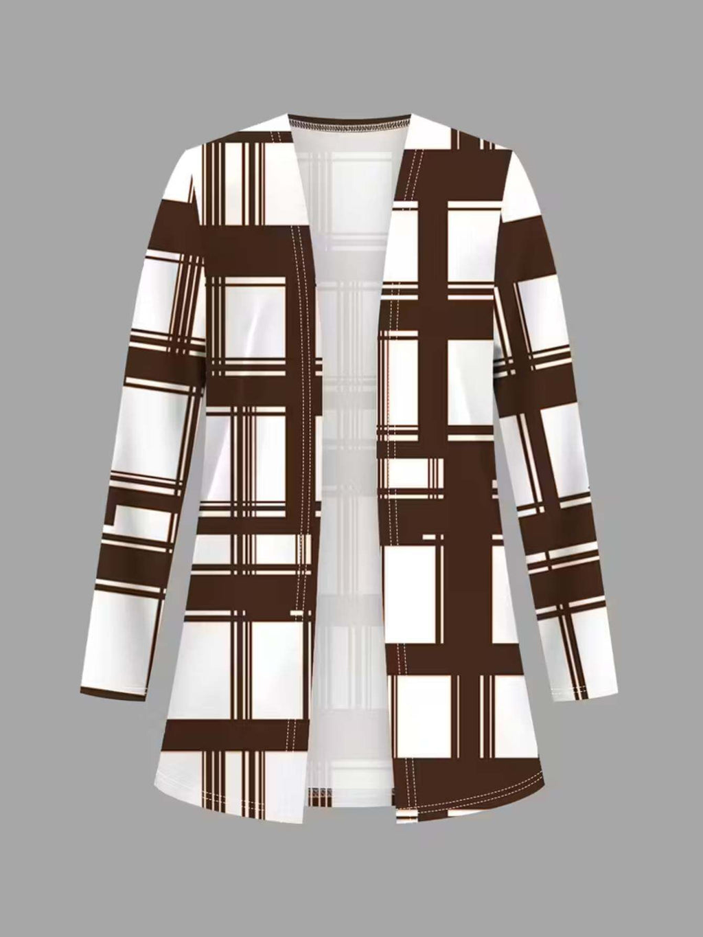 Women's 3pcs Plaid Cardigan Top & Wide-Leg Pants Set Vintage Elegant Commuting Outfit XXL