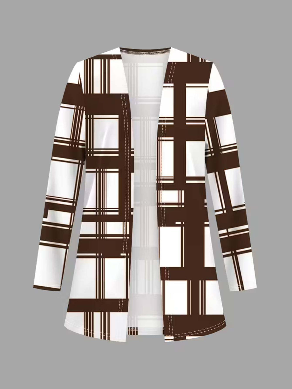 Women's 3pcs Plaid Cardigan Top & Wide-Leg Pants Set Vintage Elegant Commuting Outfit XXL