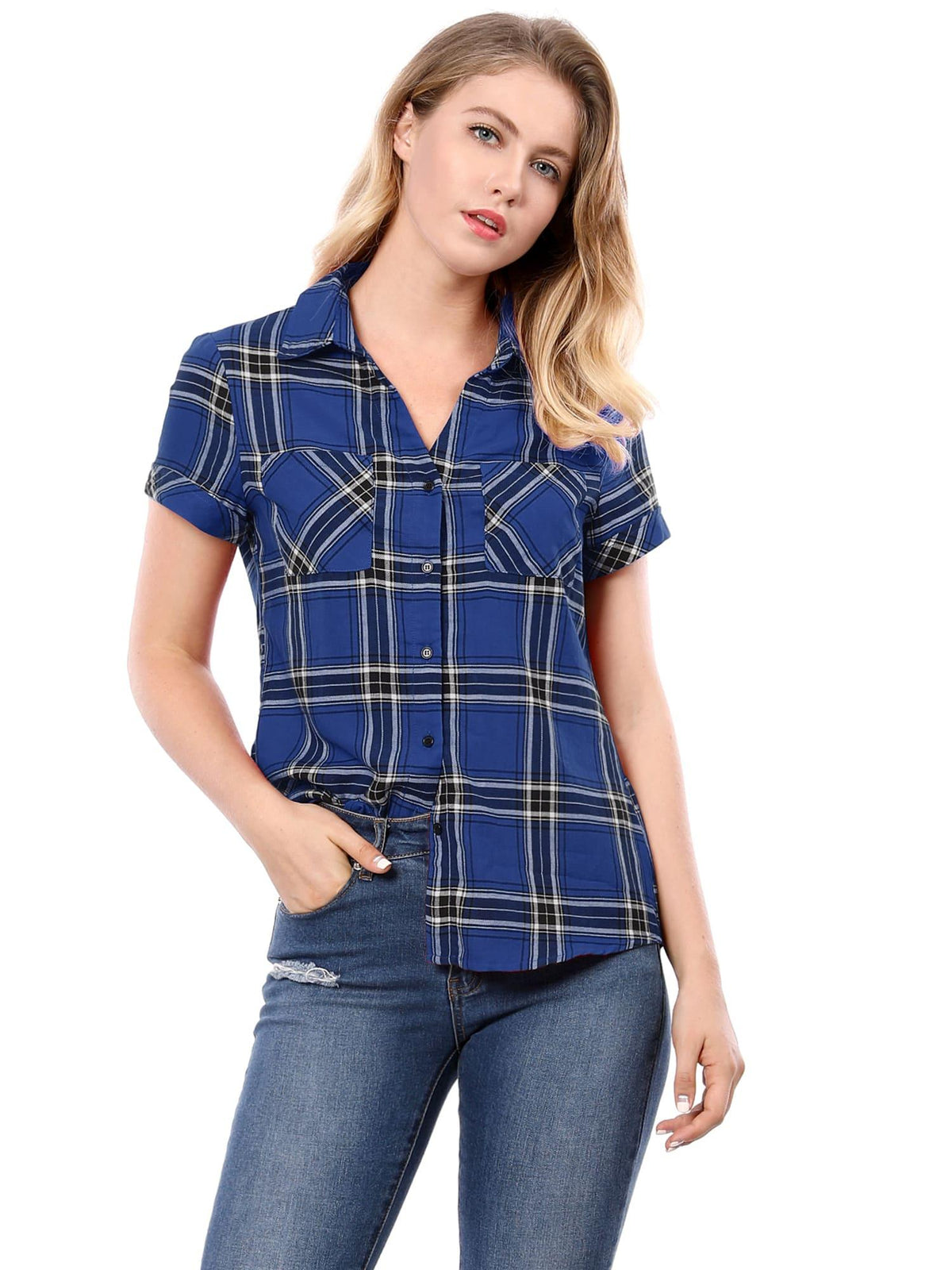 Western Plaid Button Shirt for Women | Classic Flannel Checkered Long Sleeve Top | Casual Country Style Blouse | Machine Washable Women's Plaid Shirt