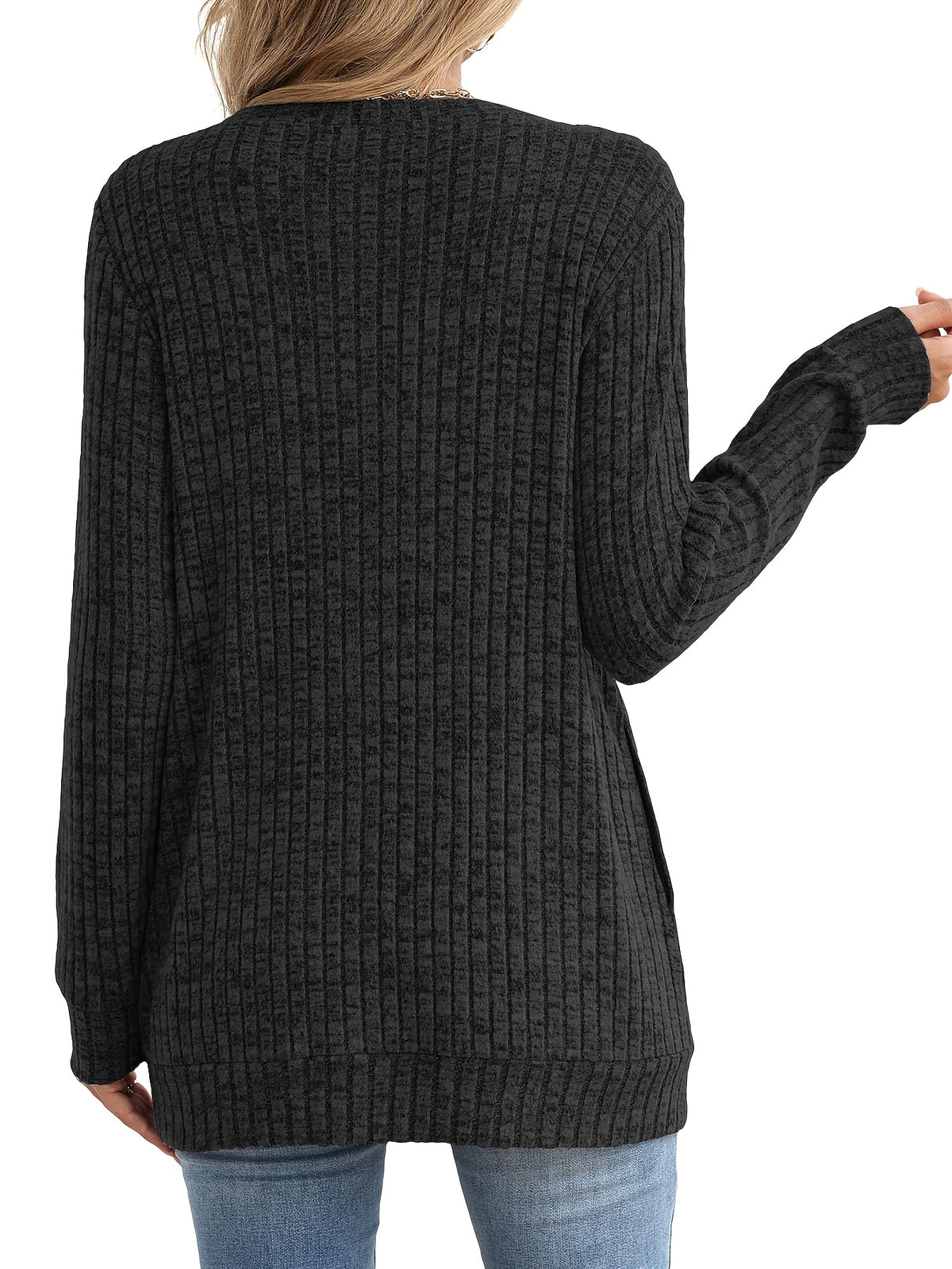 Oversized Sweater Dress Women Beige Long Sleeve Round Neck Tunic Pockets Cozy Casual All Season Machine Washable S-XXL