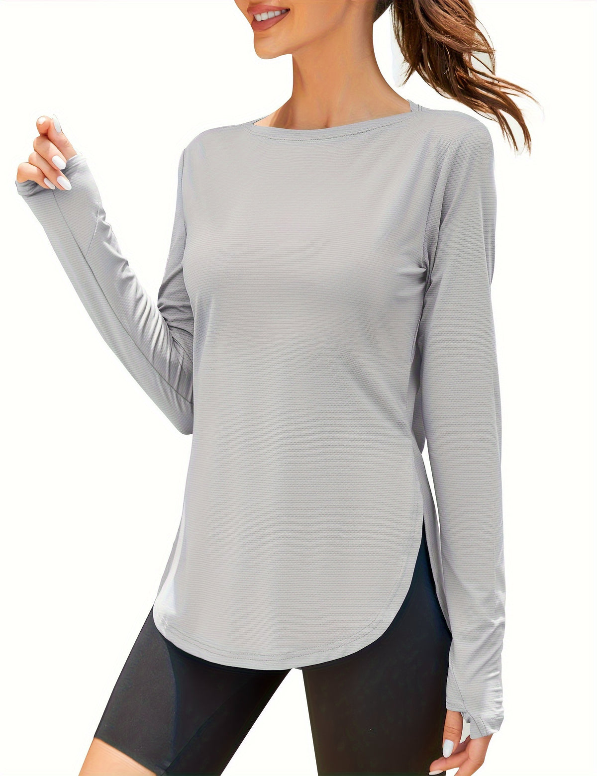 UPF 50+ Long Sleeve Shirt Women Lightweight Sun Protection Workout Athletic Outdoor Running Top Quick Dry S M L XL XXL