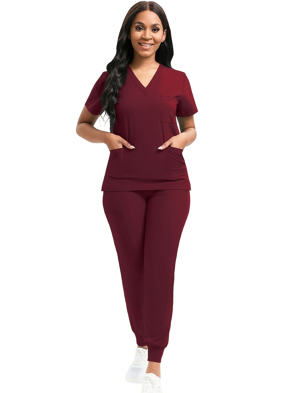 Women Scrub Set V-Neck Top & Jogger Pants 2pcs Nursing Uniform Suit Workwear for Hospital Dental Clinic Pet Clinic | Mira Roam
