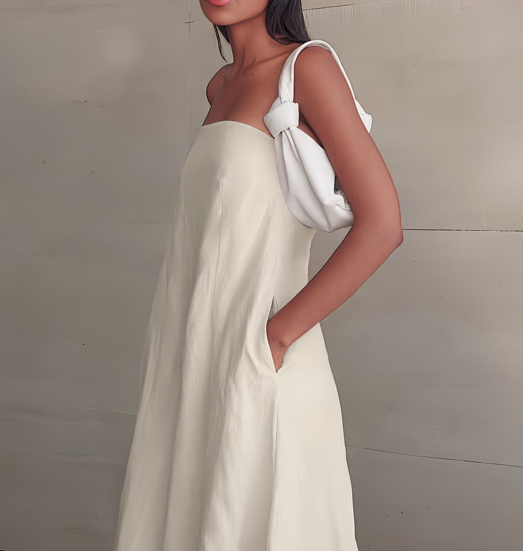 Women's Linen Beach Sundress Backless Sleeveless Wrap High Waist A-Line Flowy Casual Summer Vacation Dress