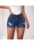 Western Distressed Denim Shorts for Women - High Stretch Cuffed Hem Trendy Comfort, Vintage Cowgirl Style Jean Shorts for Summer Casual Beach Vacation