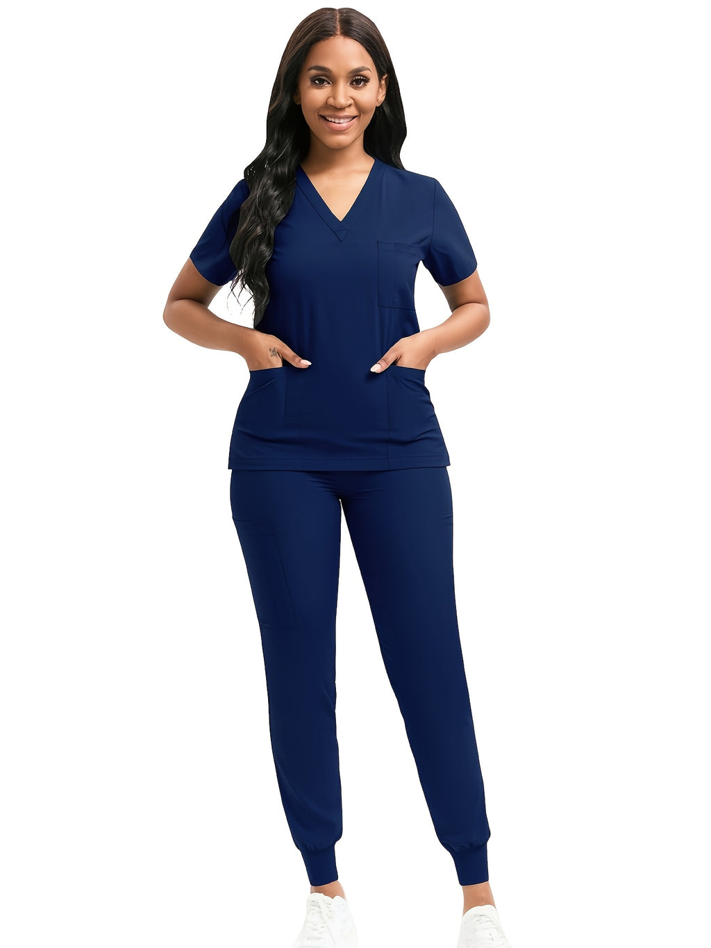 Women Scrub Set V-Neck Top & Jogger Pants 2pcs Nursing Uniform Suit Workwear for Hospital Dental Clinic Pet Clinic | Mira Roam