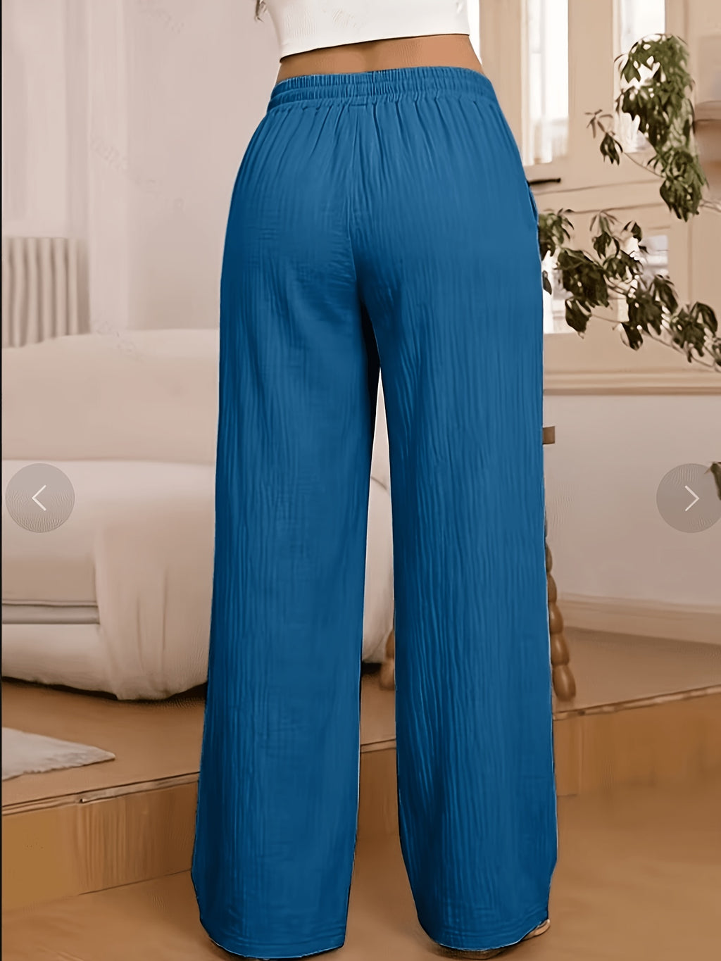 Women's Wide-Leg Pants Solid Color Elastic Waist Casual Comfortable Trousers S-XXL | Mira Roam