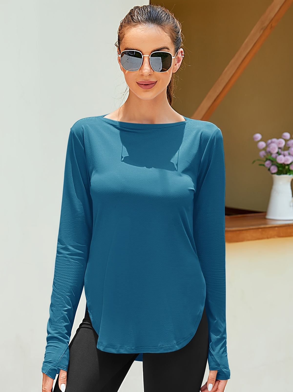 UPF 50+ Long Sleeve Shirt Women Lightweight Sun Protection Workout Athletic Outdoor Running Top Quick Dry S M L XL XXL