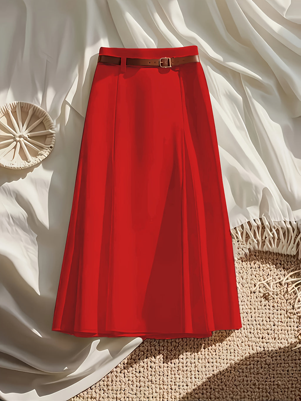 Elegant A-Line Skirt Women Solid Color Slim Fit High Waist Machine Washable All Season Office Casual S-XXL