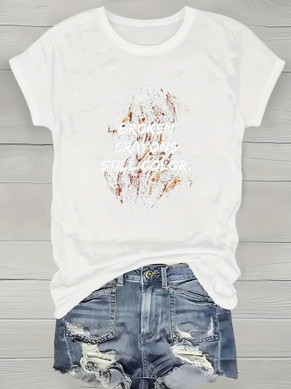 Alphabet Letter Print Tee Women Short Sleeve Crew Neck Casual Stretchy Knit T-Shirt Spring Summer Daily Wear
