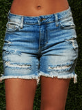 High Waist Denim Shorts Women Vintage Washed Loose Fit Casual Retro Style Summer Peacock Blue XS-XXL