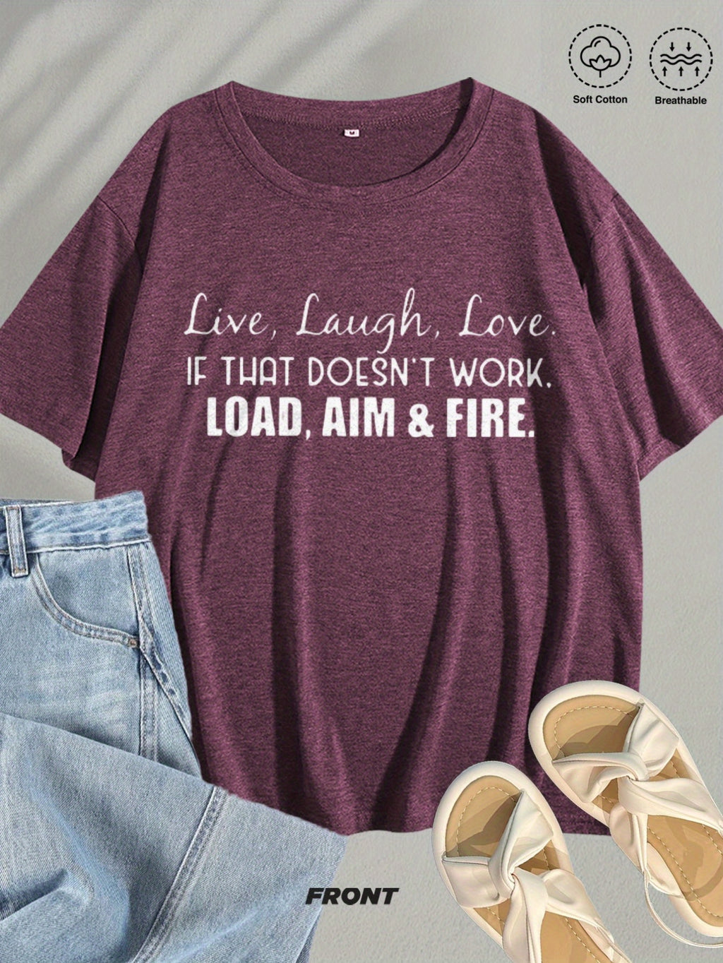 Live Laugh Love or Shoot Slogan Graphic T-Shirt Unisex Crew Neck Short Sleeve Fun Novelty Tee Casual Spring Summer Fall Gift S-XXL