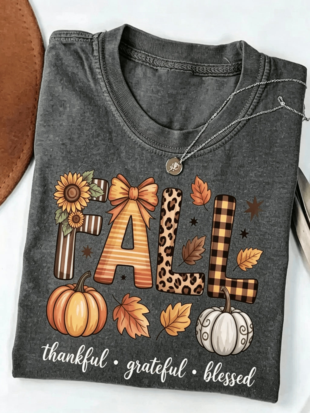 Autumn Graphic Tee Women Pumpkin Sunflower Loose Casual Short Sleeve Round Neck Fall Thanksgiving Halloween T-Shirt Retro Style S-XXL