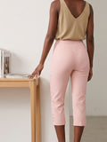 Capri Pants for Women High Waist Slim Fit – Breathable Stretch Fabric with Pockets, Work Exercise Daily Wear Versatile Cropped Trousers, Comfortable Fitted Bottoms Multiple Colors S-XXL