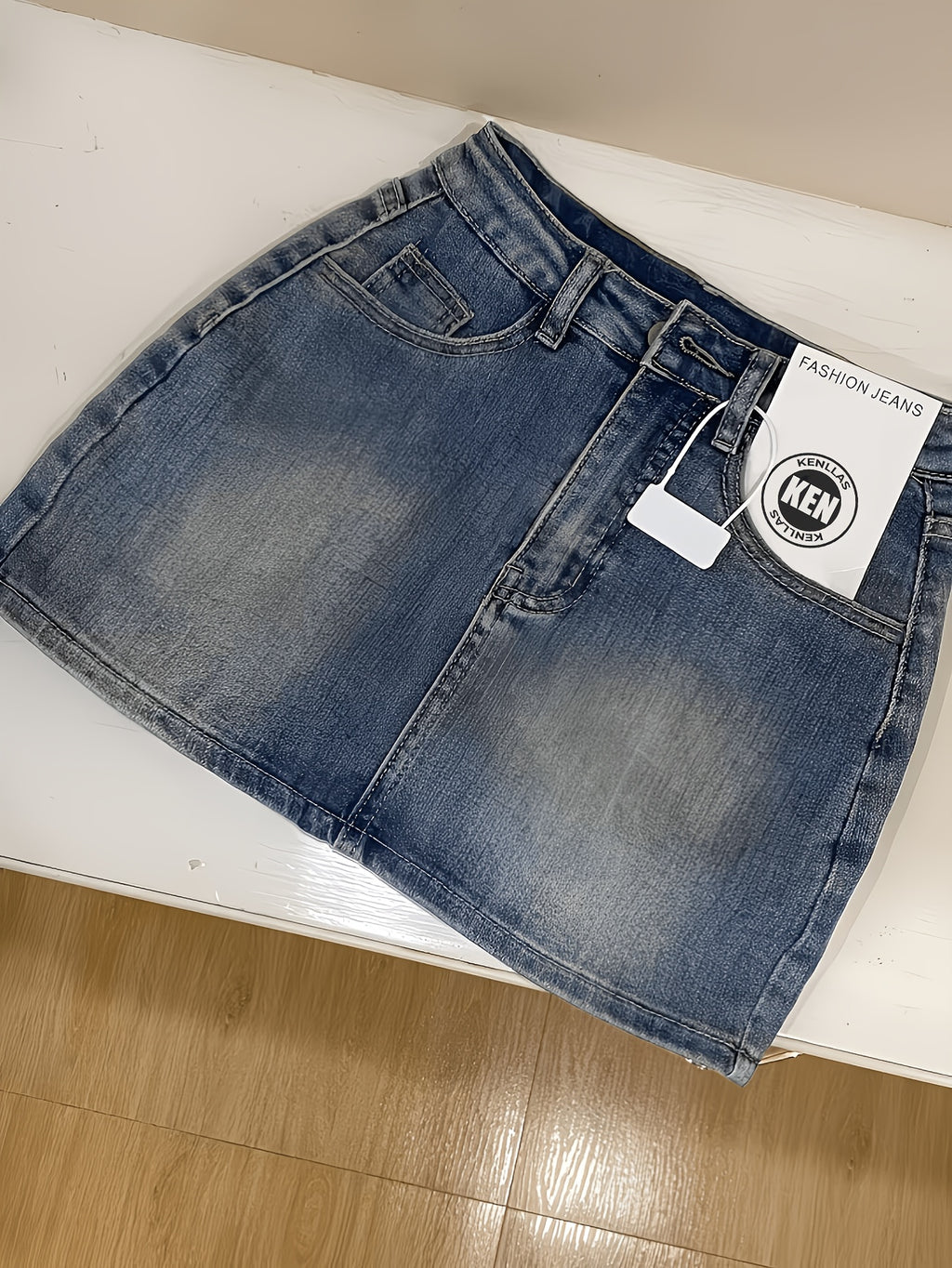 Y2K High Waist Denim Mini Skirt Slim Fit Sexy Hip Hugging Hot Pants Style High Elasticity Unique Pocket Blue Women