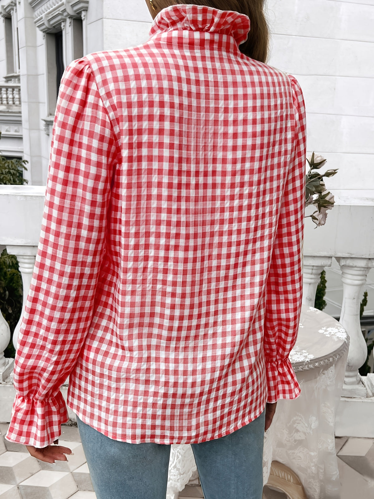Women's Professional Business Blouse French Contrast Button-Down Shirt Fall Winter Office Top