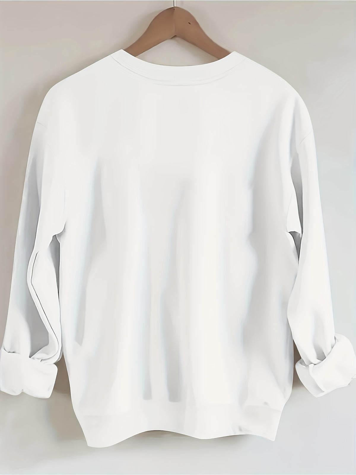 Love Life Letter Print Sweatshirt Women Round Neck Long Sleeve Casual Loose Pullover White Top Spring Fall