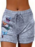 Printed Beach Vacation Shorts Women Casual Summer Holiday Loose Short Pants Light Grey Black Dark Gray S-XXL