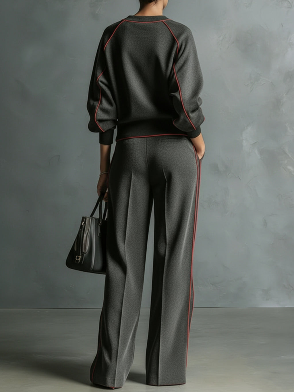 Women's 2pcs Color Block Top & Wide-Leg Pants Set Casual Commuting Relaxed Outfit L-XXL
