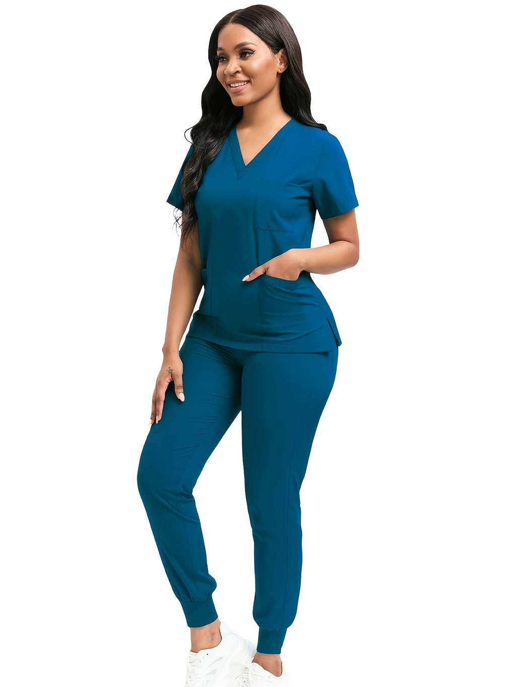Women Scrub Set V-Neck Top & Jogger Pants 2pcs Nursing Uniform Suit Workwear for Hospital Dental Clinic Pet Clinic | Mira Roam