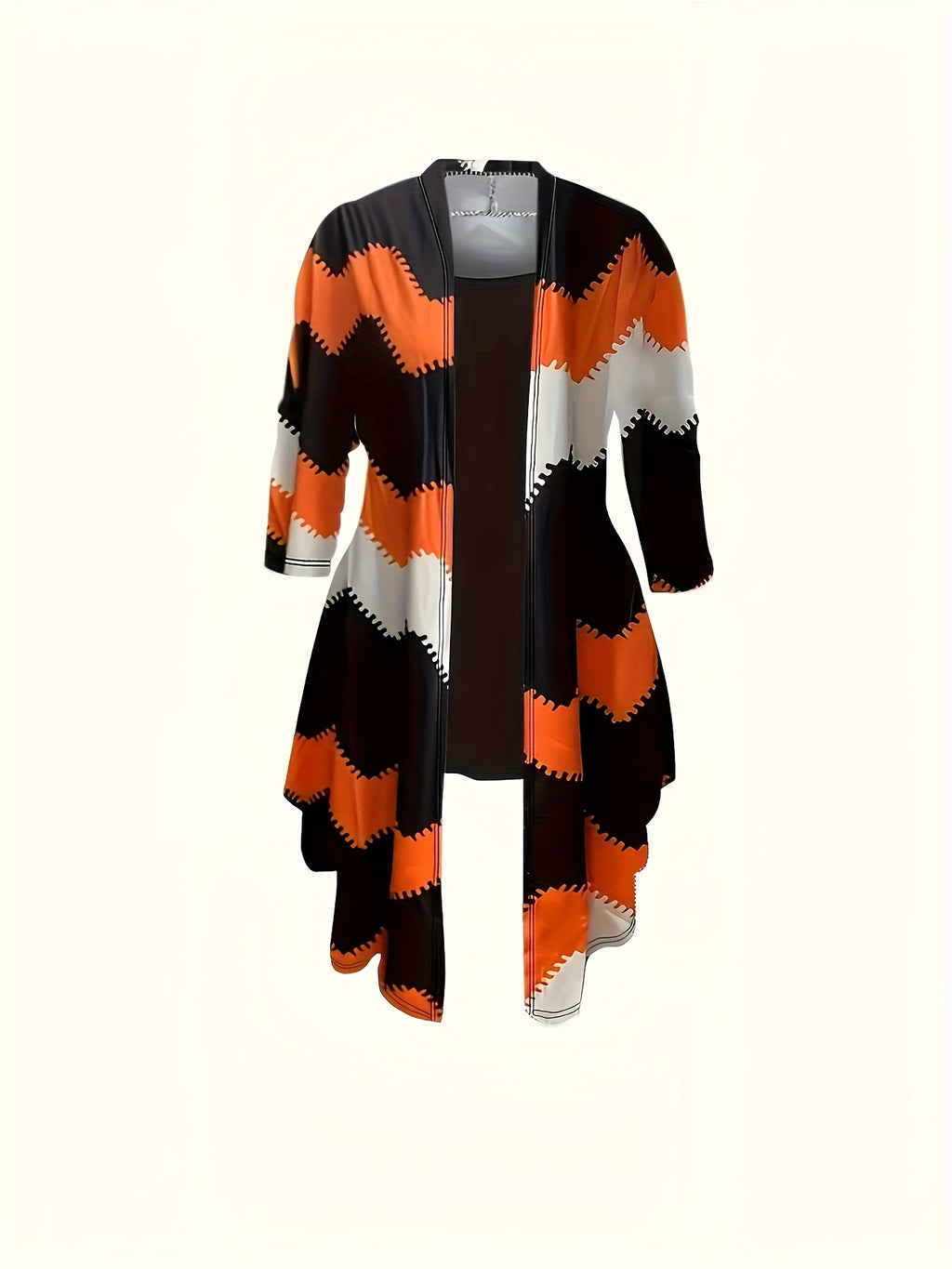 3-Piece Printed Cardigan Set Women Jacket Vest Casual Pants Daily Outfit Matching Set