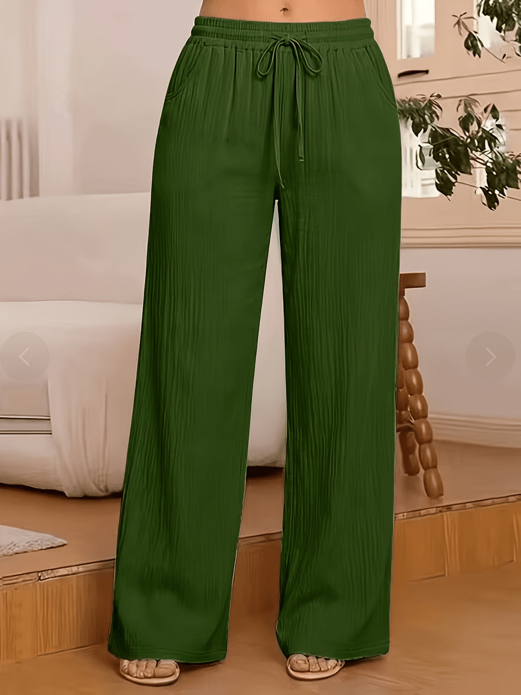 Women's Wide-Leg Pants Solid Color Elastic Waist Casual Comfortable Trousers S-XXL | Mira Roam