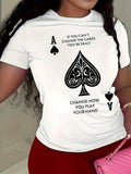 Spades Ace Print T-Shirt Women Round Neck Short Sleeve Casual Graphic Tee Stretch Knit Positioning Print Spring Summer S-XXL