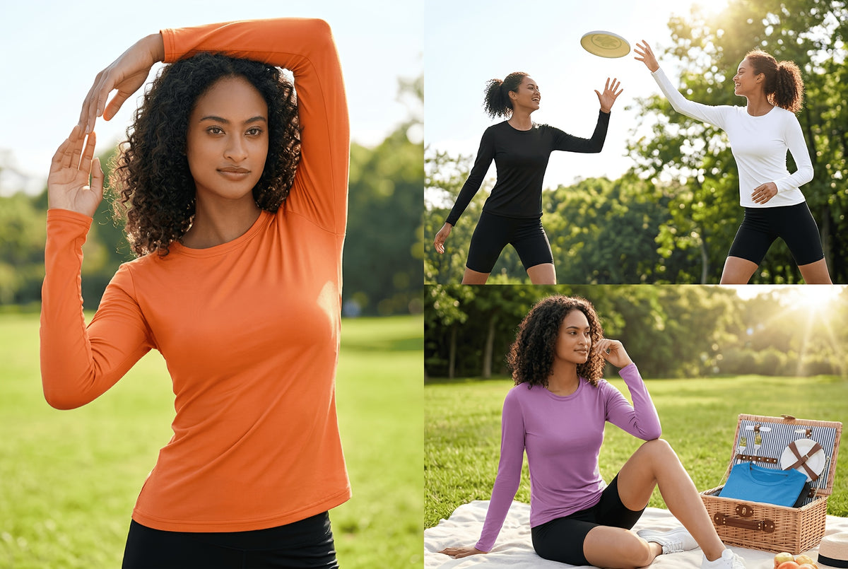 5-Pack Long Sleeve Women T-Shirts V-Neck Moisture-Wicking Breathable High Stretch Outdoor Solid Color Top Four Seasons Assorted Colors