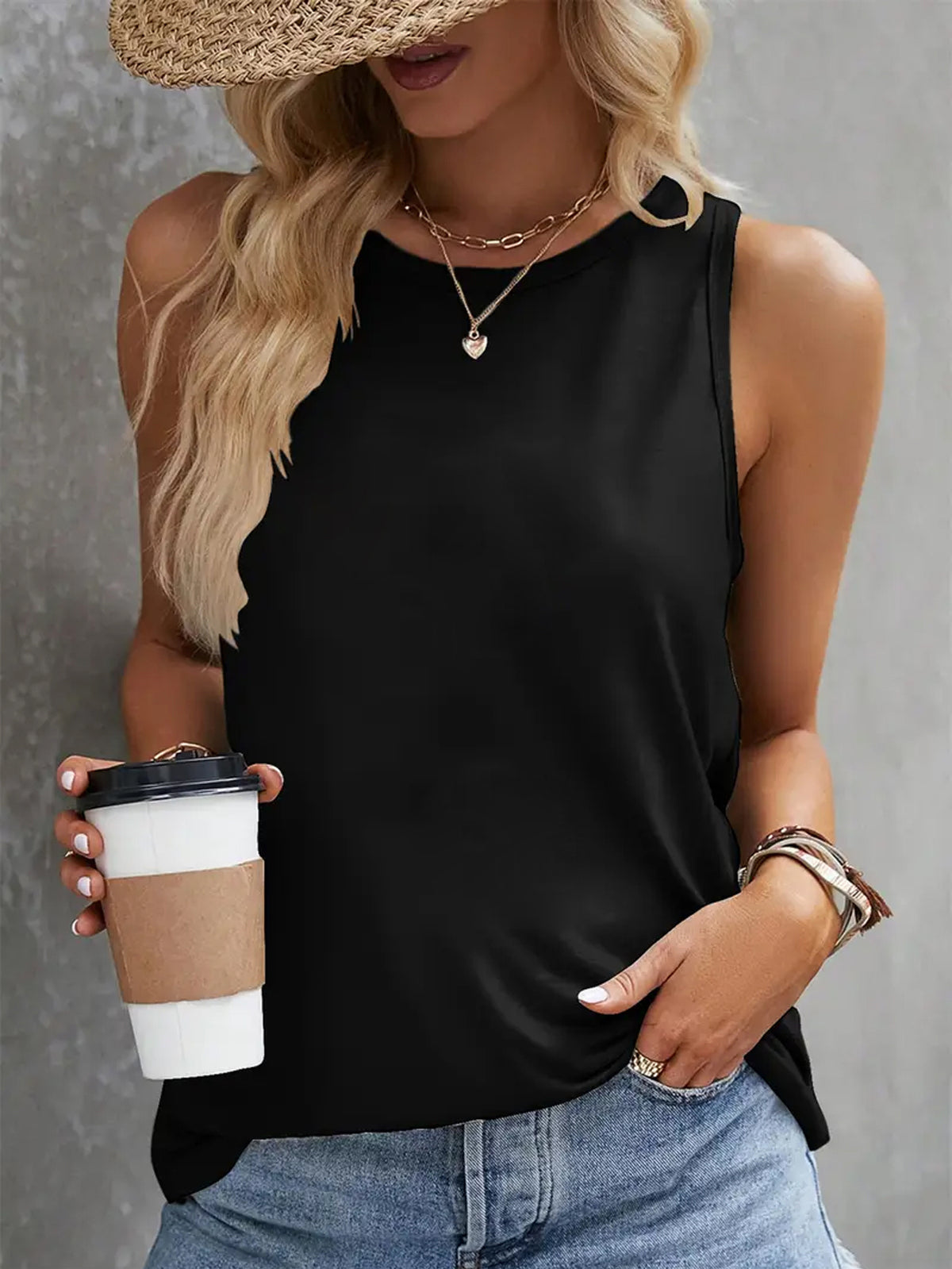 Off-Shoulder Rose Print Tank Top for Women Vacation Casual Sleeveless Shirt Red Floral Elastane Blend Spring Summer Machine Washable Beach Top