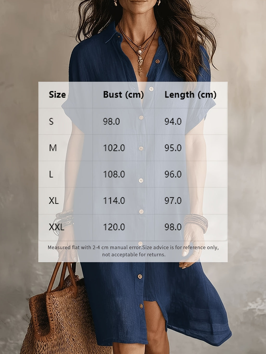 Solid Color Shirt Dress Women Short Sleeve Buttoned Lapel Collar Midi Length Casual Semi-Formal Versatile Dress for Women