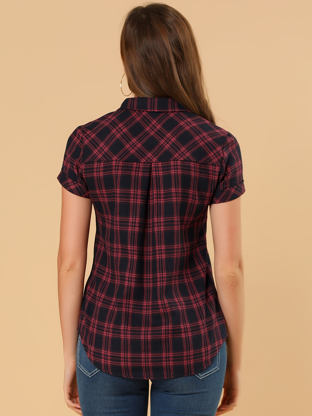 Western Plaid Button Shirt for Women | Classic Flannel Checkered Long Sleeve Top | Casual Country Style Blouse | Machine Washable Women's Plaid Shirt
