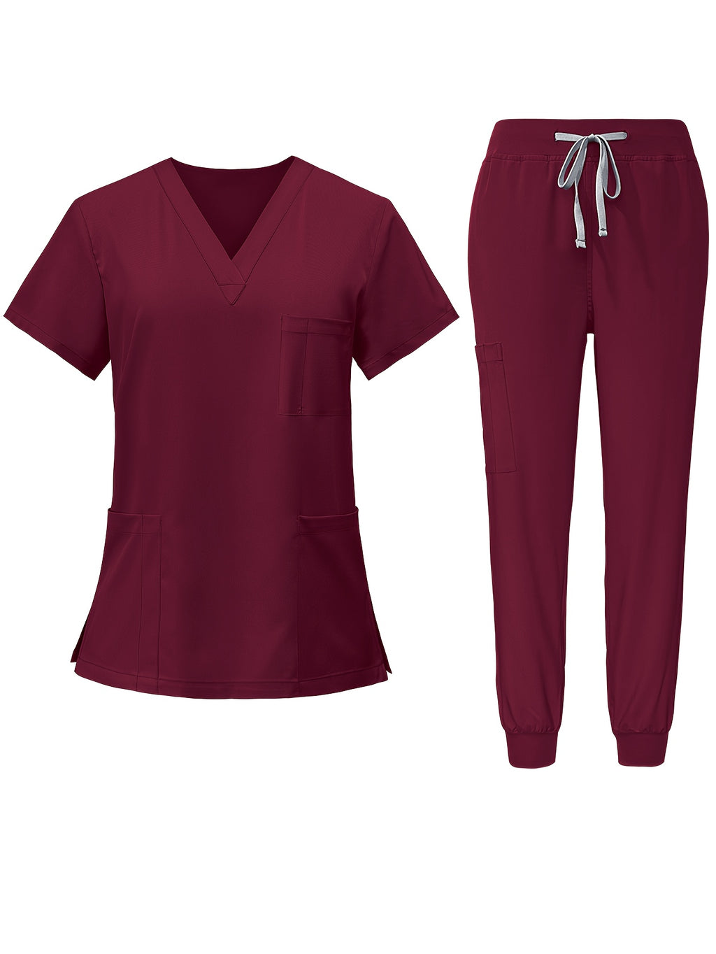 2pcs Scrub Suit Set for Women V-Neck Top & Jogger Pants Nursing Uniforms | Ships from US Warehouse