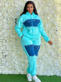 Color Block Sweatshirt Tracksuit Set for Women - Oversized Retro Streetwear Patchwork 2-Piece Casual Matching Outfit