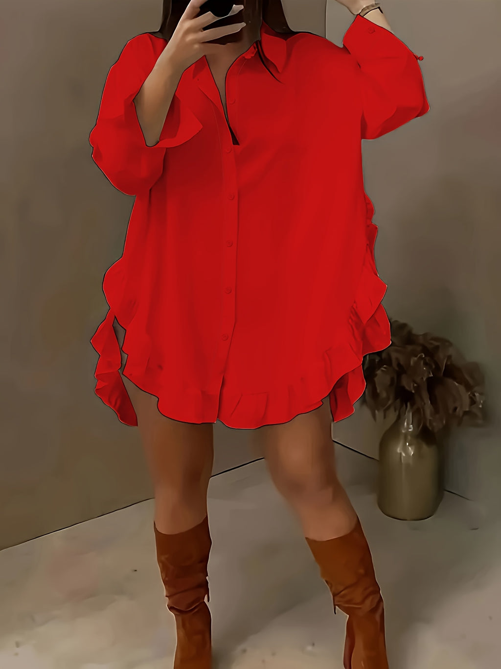 Ruffle Shirt Women Loose Oversized Frill Detail Casual Elegant Blouse Spring Summer Office Top S M L XL XXL