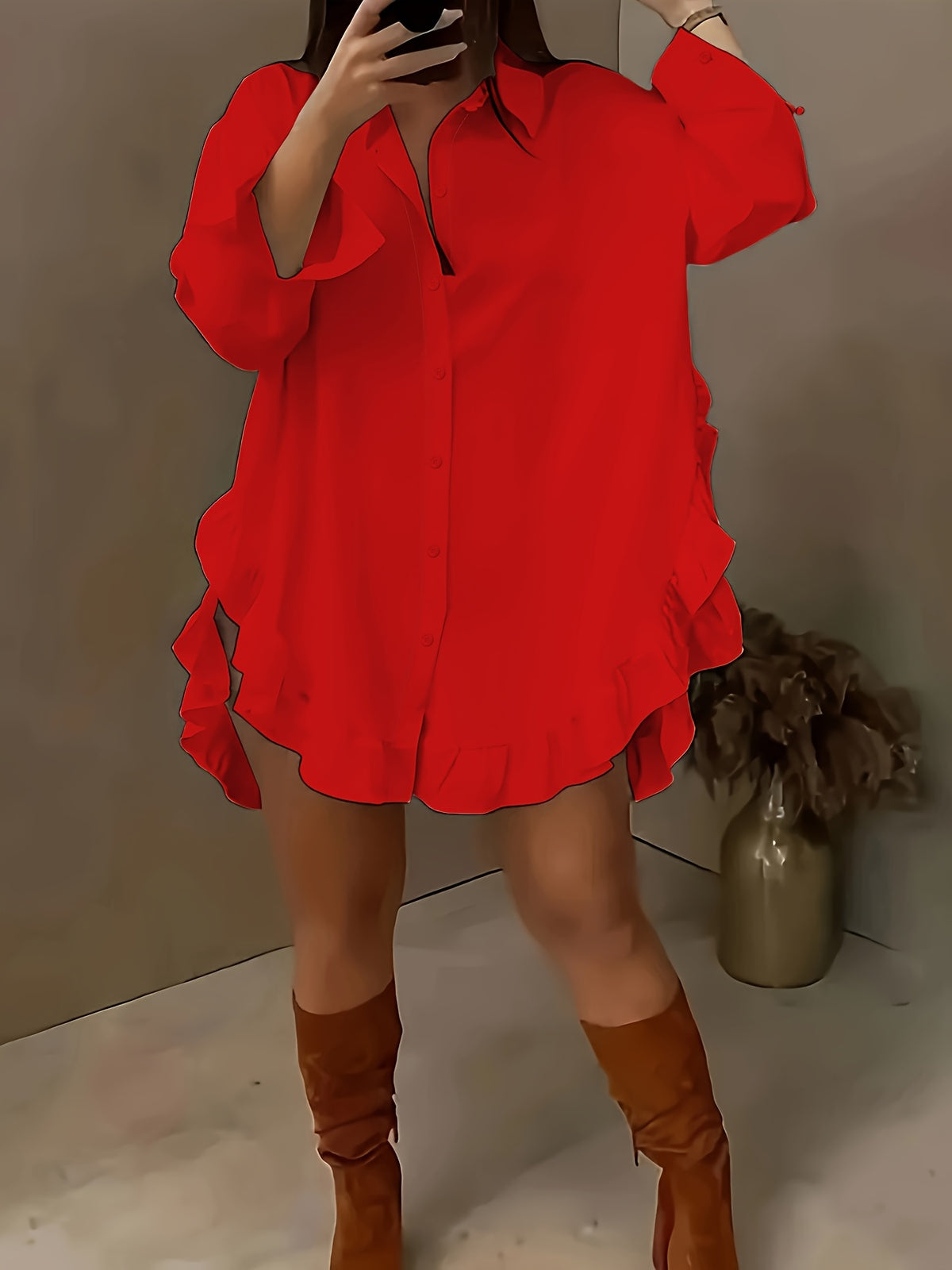 Ruffle Shirt Women Loose Oversized Frill Detail Casual Elegant Blouse Spring Summer Office Top S M L XL XXL
