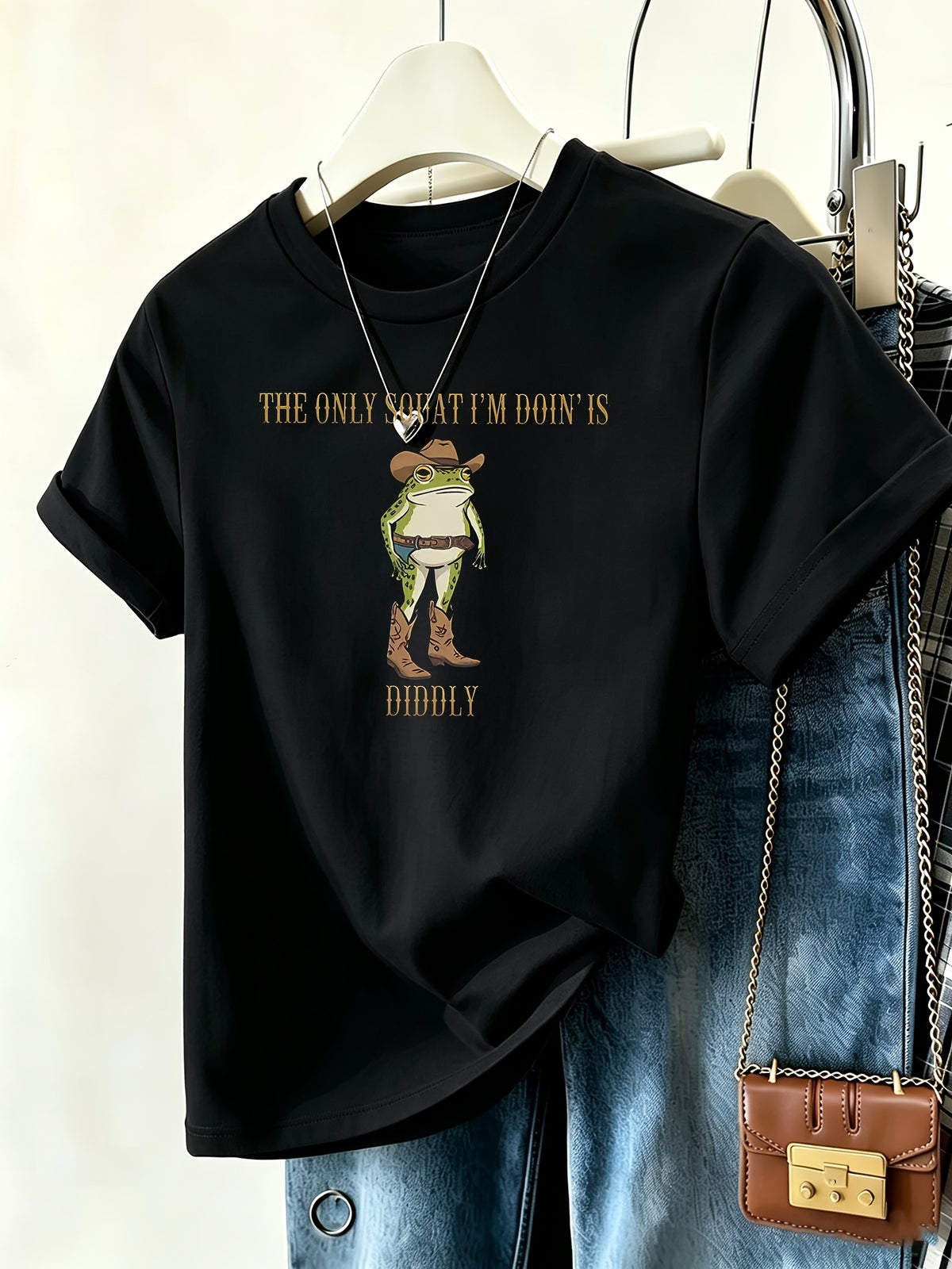 Women's Funny Graphic T-Shirt Loose Fit Casual Humorous Design Street Style Breathable Machine Washable Black S-XXL