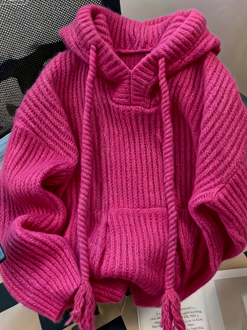 Hooded Longline Ribbed Sweater Women Pullover Pocket Casual Warm Coat Solid Color Winter Spring Fall All-Season Knit Top 7 Colors S-XXL