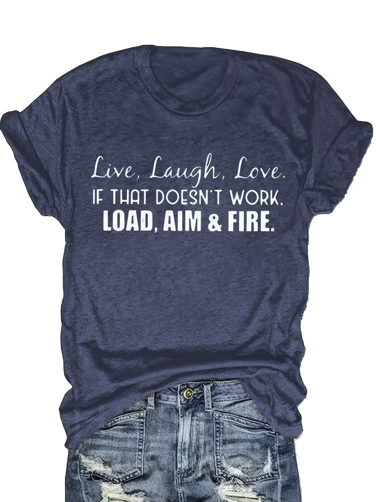 Live Laugh Love or Shoot Slogan Graphic T-Shirt Unisex Crew Neck Short Sleeve Fun Novelty Tee Casual Spring Summer Fall Gift S-XXL