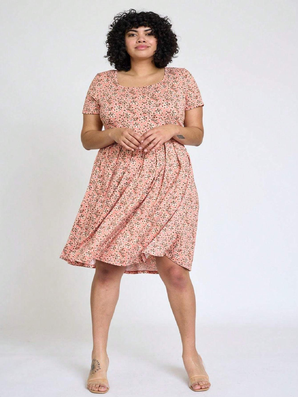 Paisley Floral Swing Dress Women Chevron Stripe Patchwork Pleated Square Neck Elastic Waist Midi Casual Plus Size S-3X