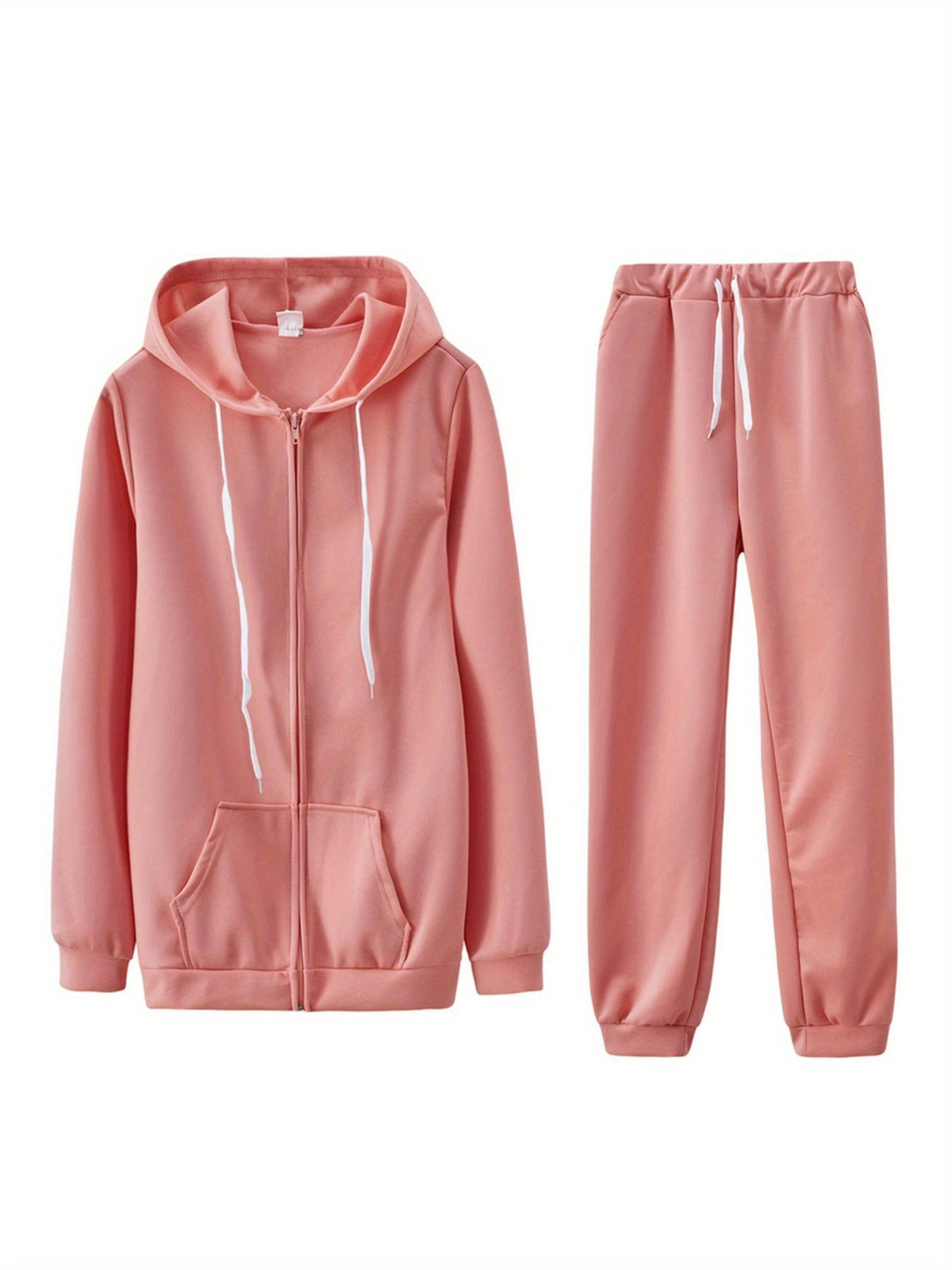 Women's Zip-Up Hoodie Jogger Set 2 Piece Tracksuit Sweatsuit Casual Solid Color Sweatpants Outfit S-XXL