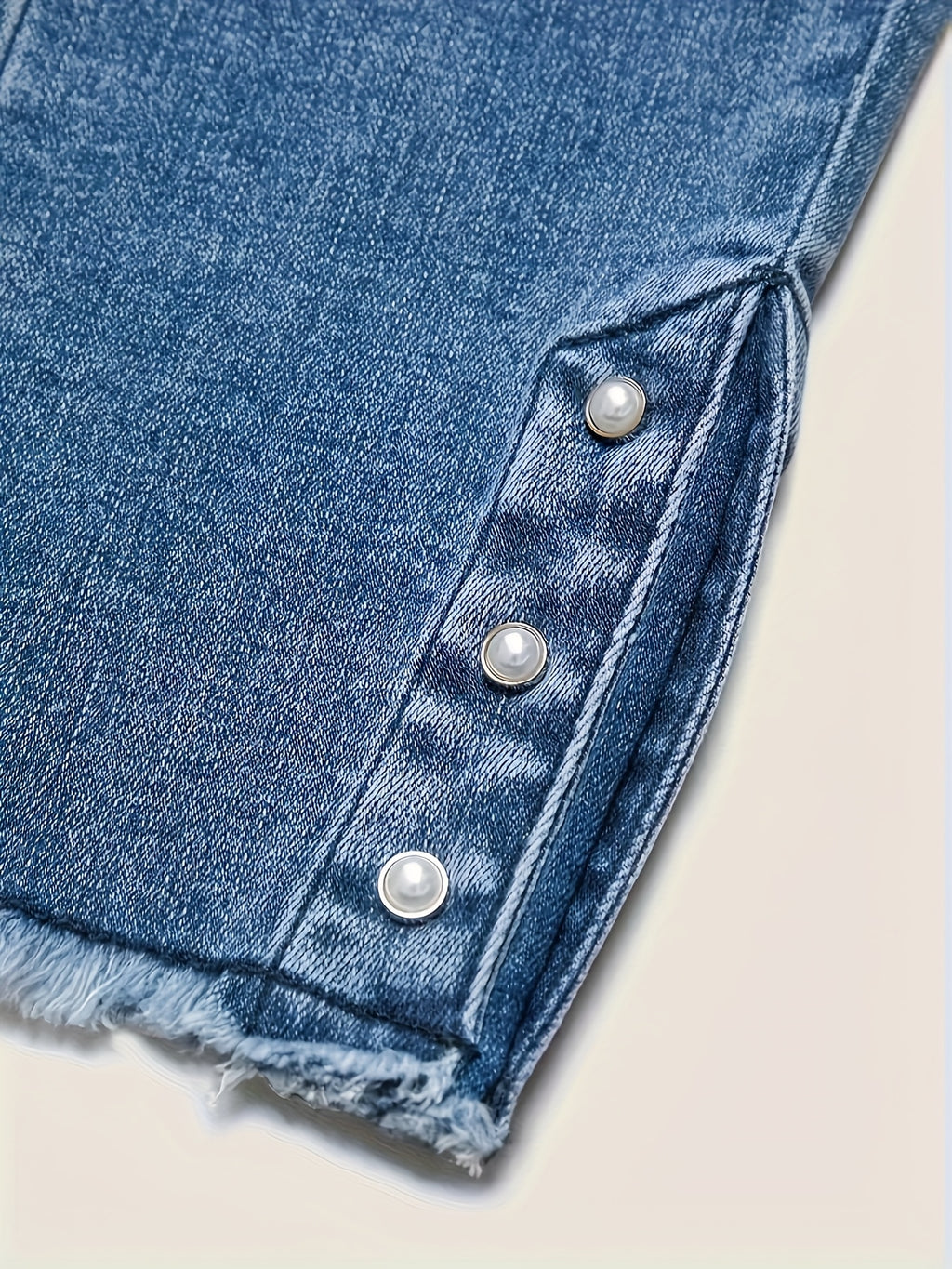 High Waist Distressed Butt Lifting Jeans Women Pearl Diamond Button Slim Fit Washed Raw Hem Denim Pants Powder Blue Brick Red Khaki S-XXL