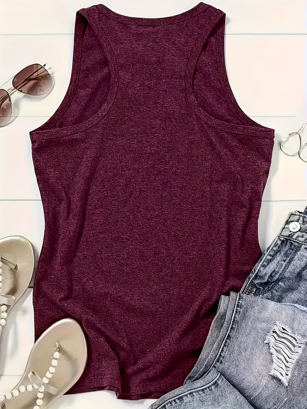 Women's American Flag Sleeveless Tank Top Stars Stripes Print Round Neck Breathable Casual Blouse Spring Summer BBQ Patriotic Outfit